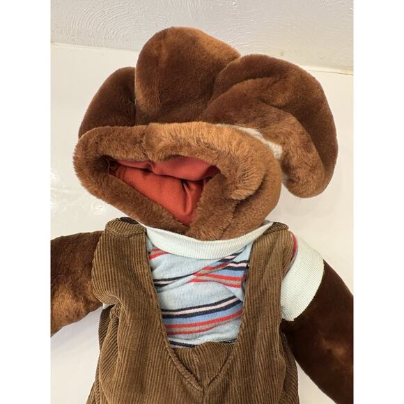 Ganz Brothers “Wrinkles” Dark Brown Dog Puppet 5139482 Brown Corduroy Overalls - Picture 7 of 10